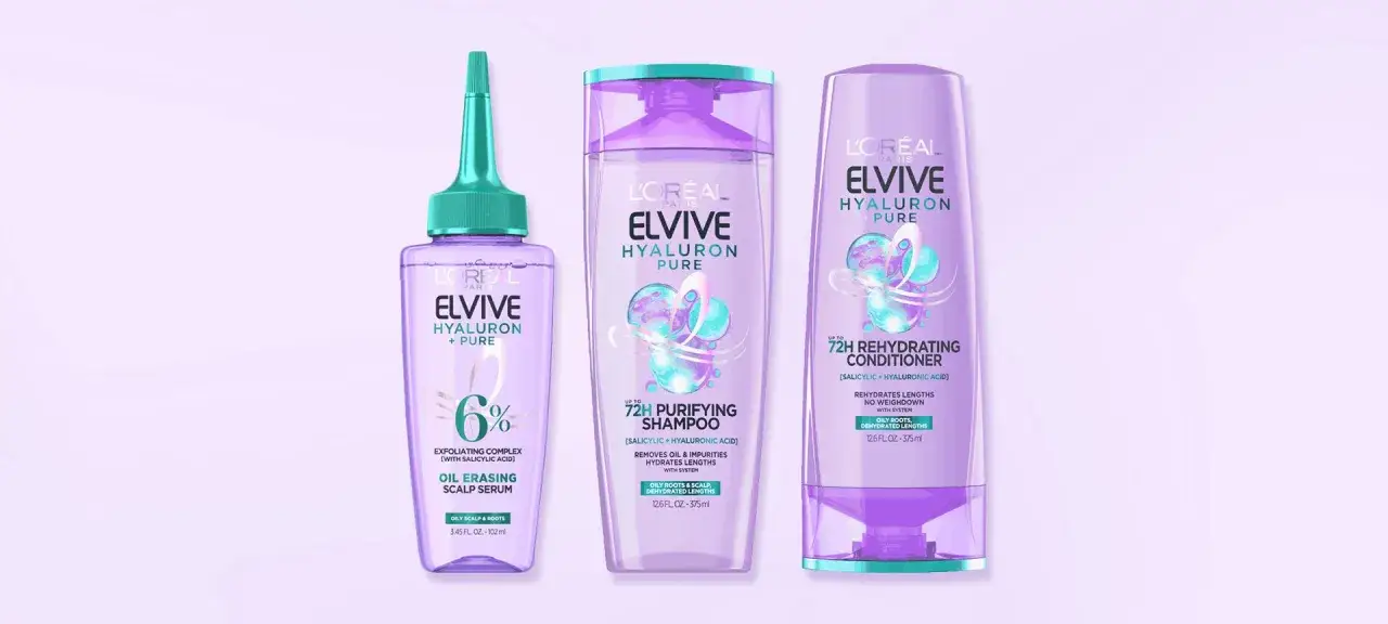 L'Oréal Elvive Hyaluron Pure-serum, schampo och balsam för att bekämpa fett hår.