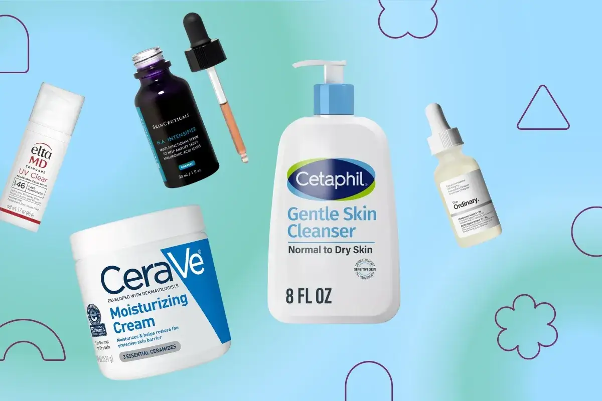 Hudvårdsprodukter som Cetaphil, CeraVe och The Ordinary. Perfekt för att hantera gravid acne och andra hudproblem under graviditeten.